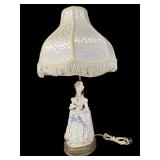 LARGE FIGURAL RETICULATED PORCELAIN TABLE LAMP