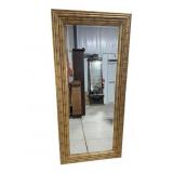 LARGE BEVELLED BAMBOO FORMED GOLD MIRROR