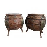 2 WICKER BOMBAY FORMED NIGHTSTANDS