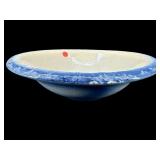 BLUE AND WHITE STONEWARE LARGE BOWL