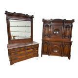 WALNUT VICTORIAN RARE MODEL 2 PC BEDROOM SET