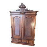 WALNUT VICTORIAN 2 DOOR WARDROBE