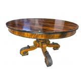 GORGEOUS CAUCASIAN WALNUT PEDESTAL ROUND TABLE