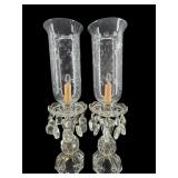 PR OF TALL CRYSTAL HURRICANE MANTLE PRISM LAMPS