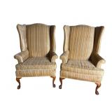 2 HIGHBACK CHIPPENDALE WINGBACK CHAIRS