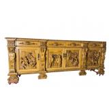 OAK HEAVY FIGURAL CARVED MONUMENTAL BUFFET