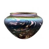 SMALL MIDSUMMER GLASS MAKERS ART GLASS LOW VASE