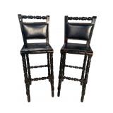 2 19TH CENTURY OAK TAVERN STOOLS