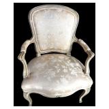FRENCH PAINT DECORATED OPEN ARM CHAIR