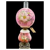 ANTIQUE GONE WITH THE WIND HAND PAINTED OIL LAMP