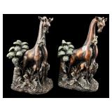 PR OF TALL MOTHER & BABY GIRAFFE BOOKENDS