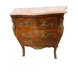 FRENCH MARBLE TOP BRONZE ADORNED COMMODE