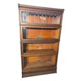OAK LEADED GLASS 4 STACKING BOOKCASE