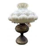 KEROSENE LAMP WITH WHITE PUFFY SHADE