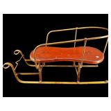 WOOD AND METAL DECORATIVE CHRISTMAS SLED