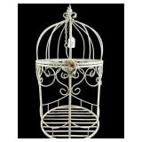 LARGE PAINT DECORATED HANGING BIRD CAGE