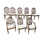 8 SOLID MAHOGANY SWEET HEART PLUME CARVED DINING