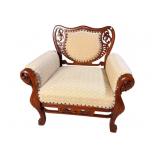 SOLID MAHOGANY CARVED VICTORIAN ARM CHAIR