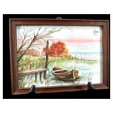 WATERCOLOR LAKE SCENE SIGNED M SIMS
