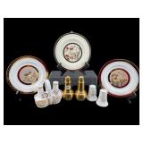 3 PR OF SALT AND PEPPER SHAKERS, 3 PLATES