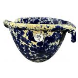 BLUE AND WHITE SPATTERWARE BATTER BOWL