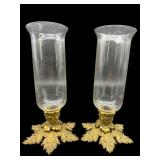 PR OF BRASS HURRICANE CANDLE HOLDERS