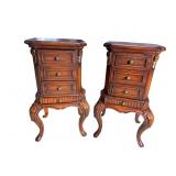 2 FOUR DRAWER CARVED TALL STANDS