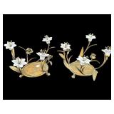 PR OF DECORATIVE METAL CANDLE HOLDERS WITH