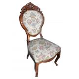 PIERCED CARVED WALNUT VICTORIAN SIDE CHAIR