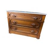 WALNUT MARBLE TOP 4 DRAWER CHEST