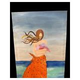 WOMAN ON THE BEACH PAINTING ON CANVAS
