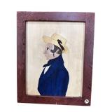 FOLK ART MAN PAINTING ON CANVAS