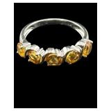 DESIGNER STERLING SILVER YELLOW TOPAZ RING