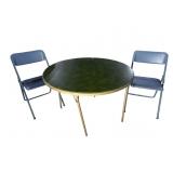 ROUND FOLDING TABLE AND 2 CHAIRS