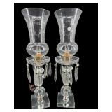 2 CRYSTAL PRISM HURRICANE MANTLE LAMPS