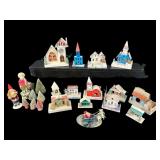 LARGE LOT OF VINTAGE CHRISTMAS HOUSES, FIGURES