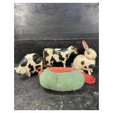 4 PC LOT OF WOODEN AND FABRIC FARM ANIMALS