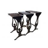 SET OF 3 CHINOISORIE DECORATED STACKING TABLES