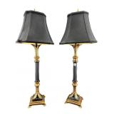 2 ORNATE MARBLE AND GOLD BUFFET LAMPS