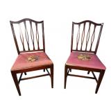 LOT OF 2 MAHOGANY NEEDLEPOINT CHAIRS