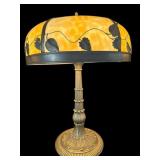 LARGE SLAG GLASS CURVED LAMP