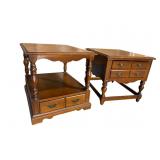 2 CHERRY BROYHILL 1 DRAWER END TABLES