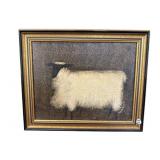 MARY BETH BAXTER 1987 OIL ON CANVAS OF SHEEP