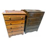 2 WALNUT FINISH TALL CHESTS