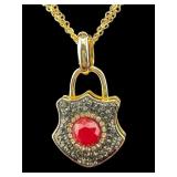 DESIGNER JOAN BOYCE CRYSTAL LOCK NECKLACE