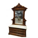 LARGE WALNUT VICTORIAN MARBLE TOP DRESSER