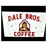 DALE BROS. PORCELAIN FLANGED COFFEE SIGN