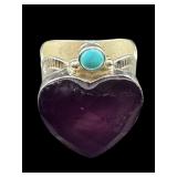 DESIGNER JAY KING STERLING TURQUOISE AMETHYST RING