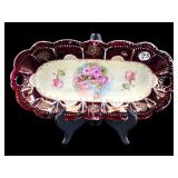 BAVARIA HAND PAINTED ROSES CELERY DISH
