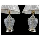 2 LARGE CUT CRYSTAL TABLE LAMPS